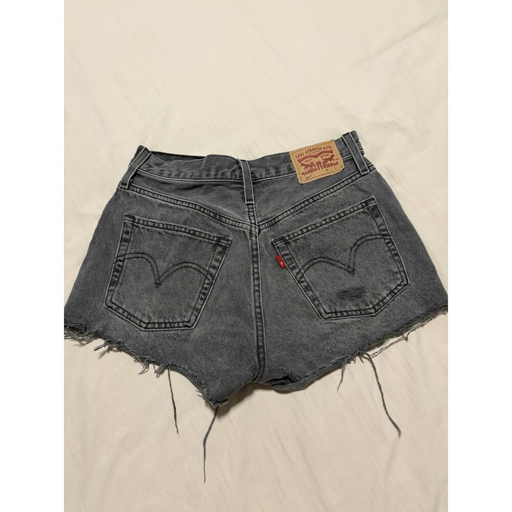 Levi's 501 Women's Gray Cut Off Denim Shorts W27 High Rise Distressed 5-Pocket